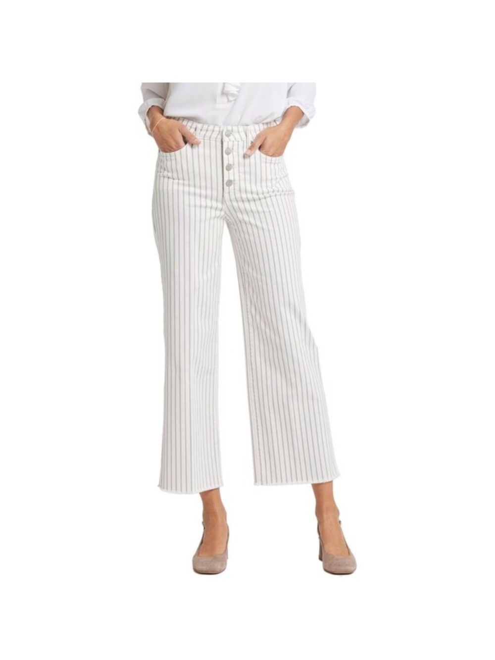 NYDJ Teresa Stripe Wide Leg Ankle hem - sz 6 - new with tags - Picture 2 of 12